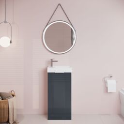 Balterley Retro Floor Standing Bathroom Vanity Basin Unit - 400mm - Dark Grey - thumbnail 2