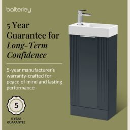 Balterley Retro Floor Standing Bathroom Vanity Basin Unit - 400mm - Dark Grey - thumbnail 6