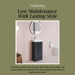 Balterley Retro Floor Standing Bathroom Vanity Basin Unit - 400mm - Dark Grey - thumbnail 7