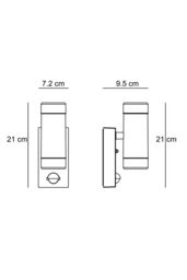 CGC Lighting 'Valentine' Black Outdoor Up & Down GU10 Wall Light With PIR Motion Sensor - thumbnail 5