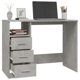 Berkfield Home Desk with Drawers Concrete Grey 102x50x76 cm Engineered Wood - Size: 102 x 50 x 76 cm - thumbnail 5