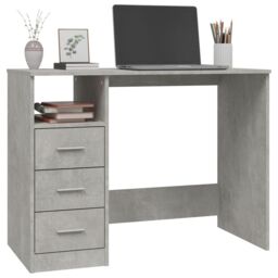 Berkfield Home Desk with Drawers Concrete Grey 102x50x76 cm Engineered Wood - Size: 102 x 50 x 76 cm - thumbnail 4