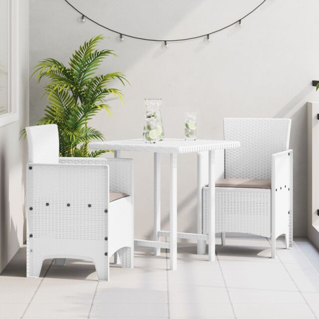 Berkfield Home Garden Chair Set of 2 White Taupe Plastic Rattan Polyester - image 1