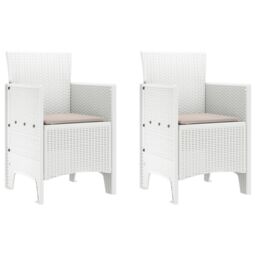 Berkfield Home Garden Chair Set of 2 White Taupe Plastic Rattan Polyester - thumbnail 2