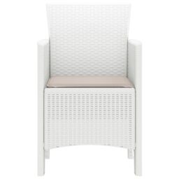 Berkfield Home Garden Chair Set of 2 White Taupe Plastic Rattan Polyester - thumbnail 6