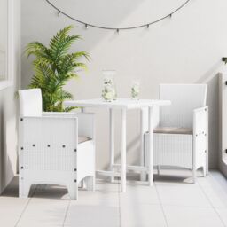 Berkfield Home Garden Chair Set of 2 White Taupe Plastic Rattan Polyester - thumbnail 1
