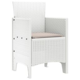 Berkfield Home Garden Chair Set of 2 White Taupe Plastic Rattan Polyester - thumbnail 4