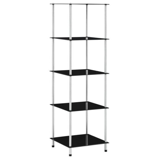 Berkfield Home 5-Tier Shelf Black 40x40x130 cm Tempered Glass - Size: 40 x 40 x 130 cm - image 1