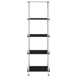 Berkfield Home 5-Tier Shelf Black 40x40x130 cm Tempered Glass - Size: 40 x 40 x 130 cm - thumbnail 2