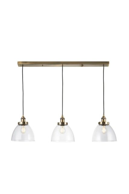 Netlighting Hansen Plate Pendant Ceiling Lamp Antique Brass Plate Glass in Gold - image 1