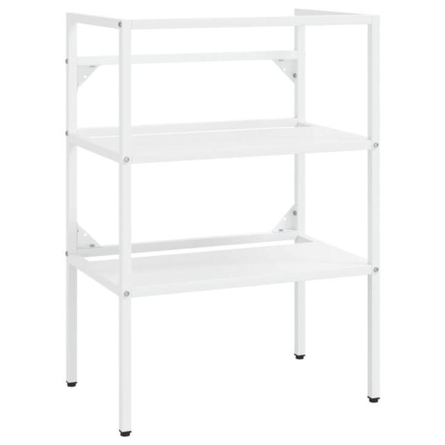 Berkfield Home Elegant Bathroom Washbasin Frame with Built-in Basin White Iron - image 1