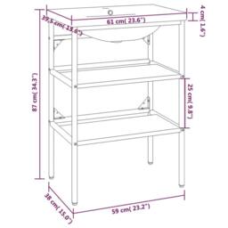 Berkfield Home Elegant Bathroom Washbasin Frame with Built-in Basin White Iron - thumbnail 7
