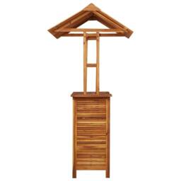 Berkfield Home Outdoor Bar Table with Rooftop 113x106x217 cm Solid Acacia Wood in Brown - Size: 113 x 106 x 217 cm - thumbnail 5