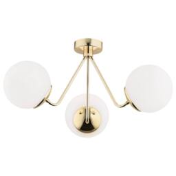 Netlighting Tomar Globe Ceiling 3 Light Opal Matt Brass Steel in Gold - thumbnail 1