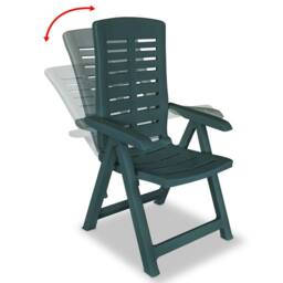 Berkfield Home Reclining Garden Chairs 6 pcs Plastic Green - thumbnail 3