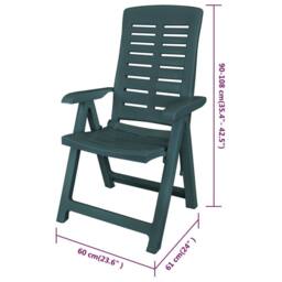 Berkfield Home Reclining Garden Chairs 6 pcs Plastic Green - thumbnail 8