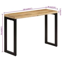 Berkfield Home Console Table 110x35x76 cm Solid Rough Wood Mango in Brown - Size: 110 x 35 x 76 cm - thumbnail 8