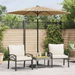 Berkfield Home Garden Parasol with Steel Pole Brown 223x223x213 cm in Light Tan - Size: 223 x 223 x 213 cm - thumbnail 2