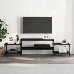 Berkfield Home TV Cabinet Black 197x35x52 cm Engineered Wood - Size: 197 x 35 x 52 cm - thumbnail 3