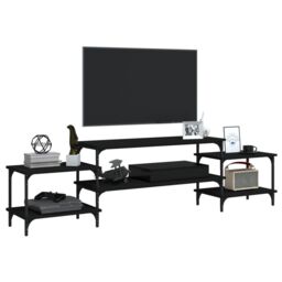 Berkfield Home TV Cabinet Black 197x35x52 cm Engineered Wood - Size: 197 x 35 x 52 cm - thumbnail 4