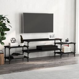 Berkfield Home TV Cabinet Black 197x35x52 cm Engineered Wood - Size: 197 x 35 x 52 cm - thumbnail 1
