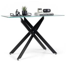 Costway Glass Console Table 115CM Entryway Table w/ Clear Tempered Glass Top in Black - thumbnail 2