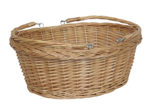 Red Hamper Wicker Shopping Basket Swing Handle Shopper in Brown - Size: Large - image 1