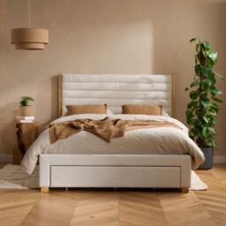 Birlea Arabella Grey Velvet Fabric & Wooden Drawer Storage Bed Frame King in Pale Grey - thumbnail 1