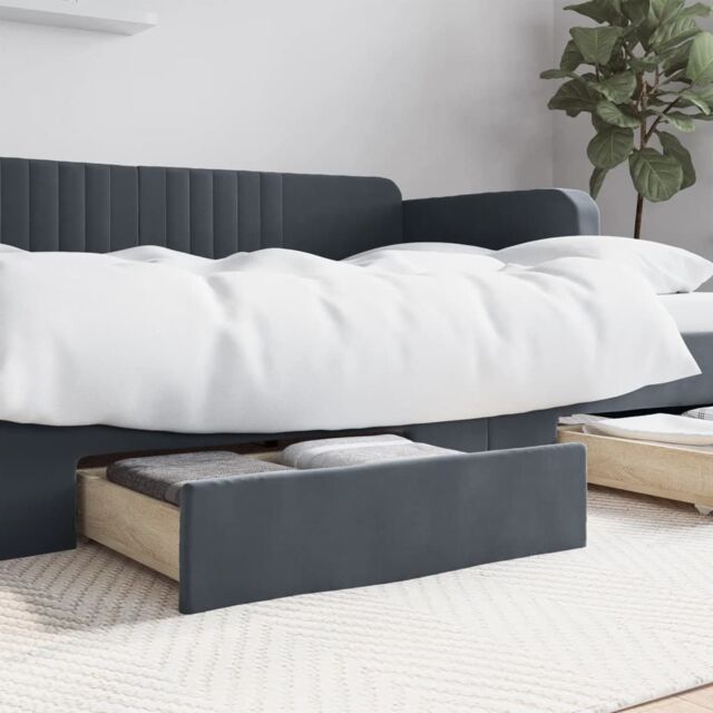 Berkfield Home Bed Storage Drawers 2 pcs Dark Grey Engineered Wood & Velvet - image 1