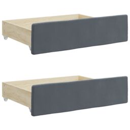 Berkfield Home Bed Storage Drawers 2 pcs Dark Grey Engineered Wood & Velvet - thumbnail 2