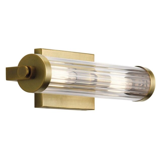 Netlighting Kichler Azores Bathroom Wall Lamp Natural Brass IP44 in Yellow