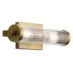 Netlighting Kichler Azores Bathroom Wall Lamp Natural Brass IP44 in Yellow