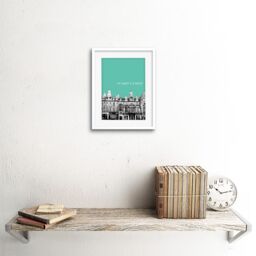 "Artery8 Wall Art Print St Mary Street Edinburgh Scotland Landmark Teal Framed Art in White - Size: W7"" x H9""" - thumbnail 2