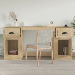 Berkfield Home Desk with Cabinet Sonoma Oak Engineered Wood in Brown - thumbnail 3