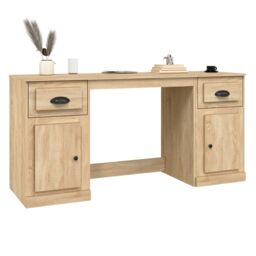 Berkfield Home Desk with Cabinet Sonoma Oak Engineered Wood in Brown - thumbnail 4