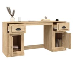 Berkfield Home Desk with Cabinet Sonoma Oak Engineered Wood in Brown - thumbnail 5