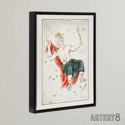 "Artery8 Vintage Cepheus Constellation Illustration Hall Framed Canvas Wall Art in White - Size: W12"" x H16""" - thumbnail 2