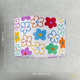Happy Homewares Bright & Colourful Fabric Lampshade with Retro Inspired Floral Decor - Size: 10 inches - thumbnail 7