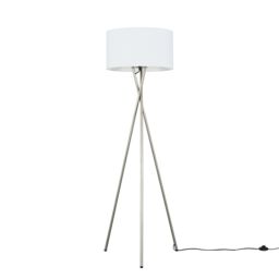 ValueLights Camden Brushed Chrome Tripod Floor Lamp with White Drum Lamp Shade - thumbnail 6