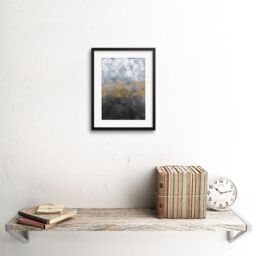 "Artery8 Wall Art Print Abstract Grey Gold Watercolour Art Framed 9x7 inch in Black - Size: W7"" x H9""" - thumbnail 2
