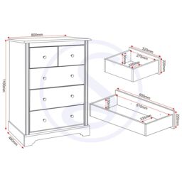 Seconique Stratford 3+2 Drawer Chest in White - thumbnail 8
