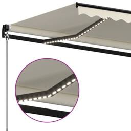 Berkfield Home Manual Retractable Awning with LED 600x350 cm Cream - thumbnail 5