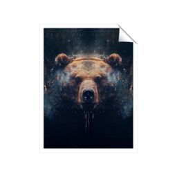 "Warren Reed - Designer Brown Bear Face Splashart Unframed Art Print - Size: W8"" x H10""" - thumbnail 1