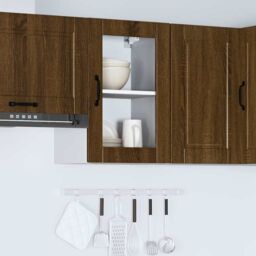 Berkfield Home Kitchen Wall Cabinet with Glass Door¬†Porto Brown Oak - thumbnail 4