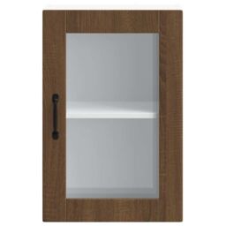 Berkfield Home Kitchen Wall Cabinet with Glass Door¬†Porto Brown Oak - thumbnail 6