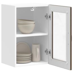 Berkfield Home Kitchen Wall Cabinet with Glass Door¬†Porto Brown Oak - thumbnail 5