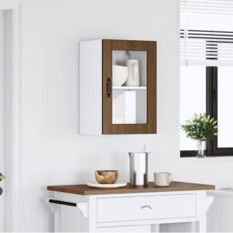 Berkfield Home Kitchen Wall Cabinet with Glass Door¬†Porto Brown Oak - thumbnail 3