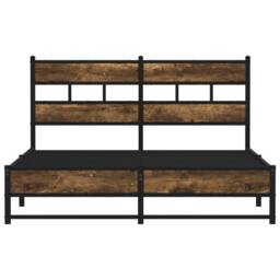Berkfield Home Metal Bed Frame without Mattress Smoked Oak 140x200 cm in Brown - thumbnail 4