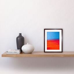 "Artery8 Wall Art Print Abstract Minimalist Steps Painting Blue Purple Pink Orange Red Artwork Framed 9X7 Inch in Brown - Size: W7"" x H9""" - thumbnail 2