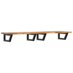 Berkfield Home Basin Shelf Wall Mounted Steel & Solid Wood Acacia in Brown - thumbnail 1